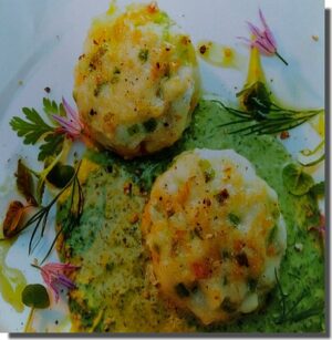 Petites boulettes à base de tofu,  et d'algues fraîches - sauce au cerfeuil