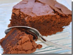 A slice of delicious moist chocolate cake