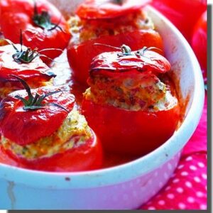 Tomates farcies et rôties, crémeux de polenta,