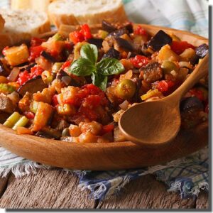 The real Caponata, and creamy polenta.