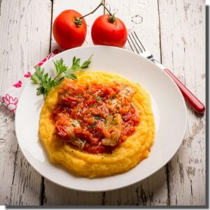 Creamy Bolognese corn polenta