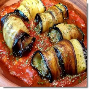 Roulé d'aubergines farcies