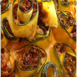 Zucchini cannelloni with vegan bolognese sauce