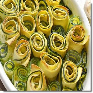 Zucchini cannelloni, vegan ricotta, spinach au gratin