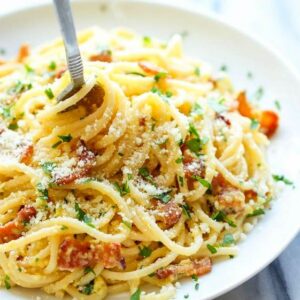 Pâtes sans gluten a la Carbonara gratinée