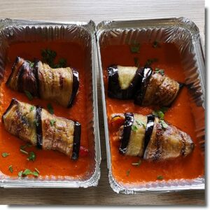 Roulé d'aubergines farcies
